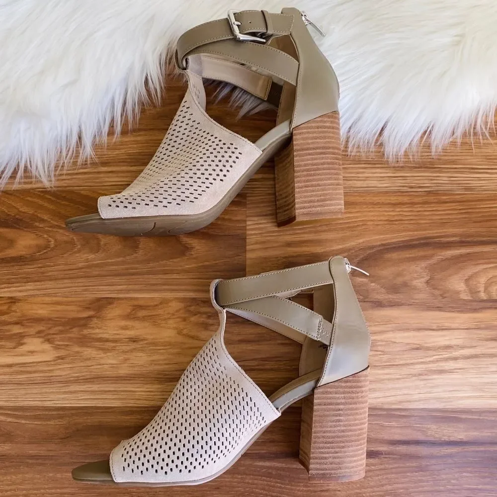 Marc Fisher Gabie Stacked Heel Open Toe Boots